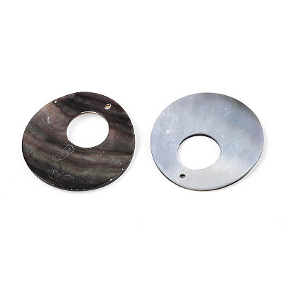 Natural Black Lip Shell Pendants SHEL-N038-18-1