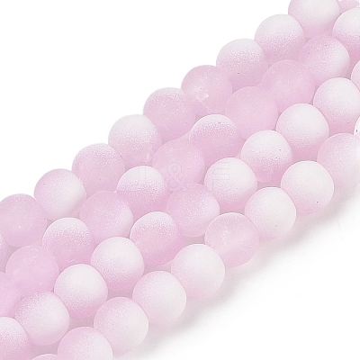 Frosted Crackle Glass Beads Strands GLAA-U001-8mm-M03-1