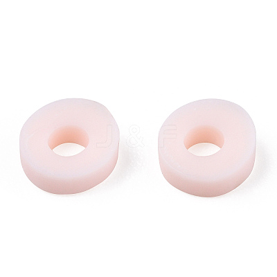 Flat Round Handmade Polymer Clay Bead Spacers X-CLAY-R067-4.0mm-27-1
