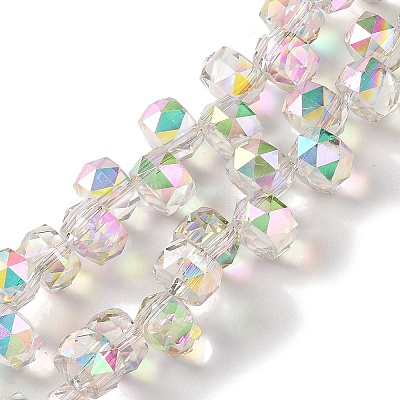 Half Rainbow Plated Electroplate Beads Strands EGLA-H104-09A-HR01-1