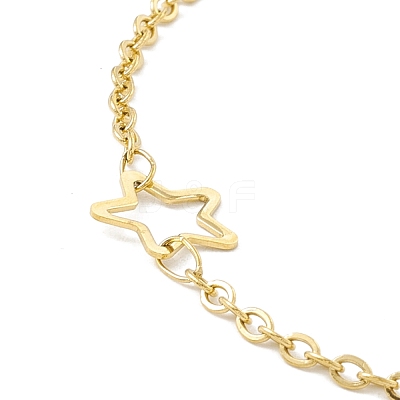 PVD Vacuum Plating 304 Stainless Steel Moon and Star Link Anklet with Cable Chains for Women STAS-E001-22G-1