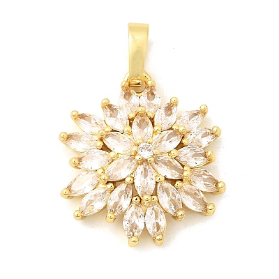 Brass Micro Pave Clear Cubic Zirconia Pendants KK-A296-07A-G-1