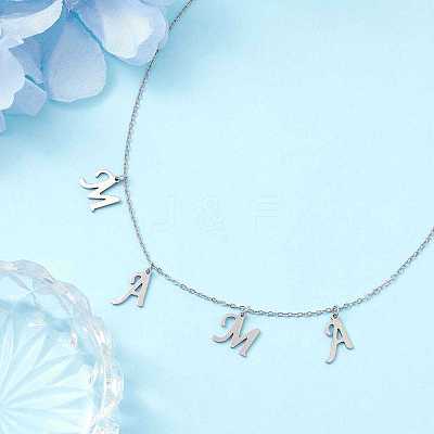 Mother's Day 304 Stainless Steel Letter MAMA Pendant Necklace NJEW-JN04702-02-1