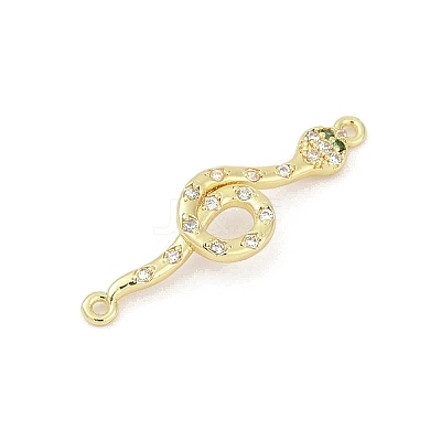 Brass Clear & Green Cubic Zirconia Snake Connector Charms KK-D317-149G-1