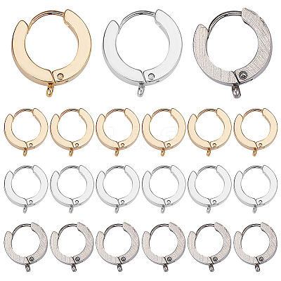 12Pcs 3 Colors 201 Stainless Steel Huggie Hoop Earrings Findings STAS-SC0004-52-1