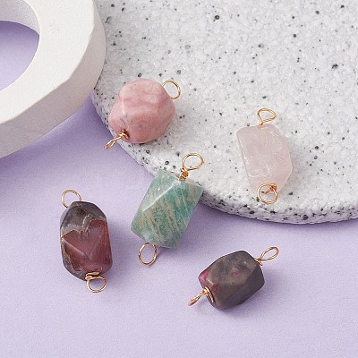 Natural Mixed Stone Connector Charms PALLOY-YW0001-50-1