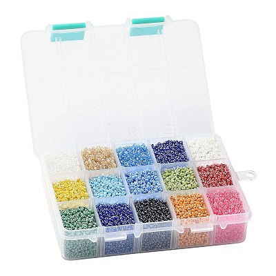 375G 15 Colors Glass Seed Beads SEED-JP0004-04-2mm-1