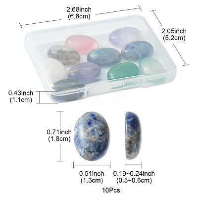 10Pcs Natural Mixed Gemstone Cabochons G-FS0005-68-1
