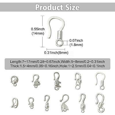 11Pcs 11 Styles 304 Stainless Steel Hook Clasps STAS-CJ0003-39P-1