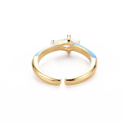 Brass Enamel Cuff Rings RJEW-T016-28F-NF-1