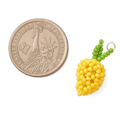 3Pcs 3 Colors Glass Seed Beaded Mango Pendants PALLOY-MZ00893-1