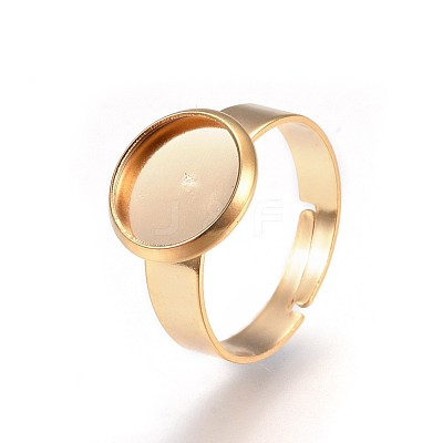 Adjustable 201 Stainless Steel Finger Rings Components X-STAS-G187-01G-10mm-1