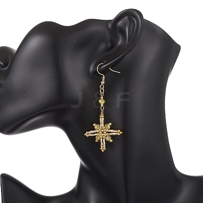 Star Glass Seed Beads Dangle Earrings EJEW-MZ00664-1