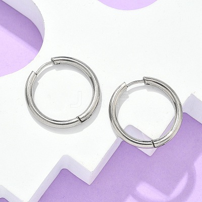Tarnish Resistant 304 Stainless Steel Huggie Hoop Earrings EJEW-F111B-23mm-P-1