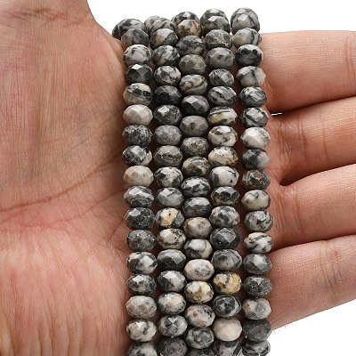 Natural Black Silk Stone/Netstone Beads Strands G-Z111-A45-1