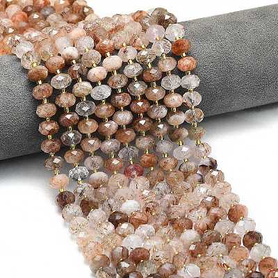 Natural Black Gold Rutilated Quartz Beads Strands G-P573-A16-01-1