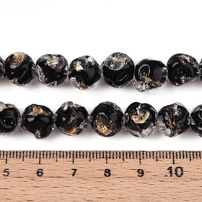 Handmade Gold Foil Glass Beads Strands FOIL-N029-04E-1
