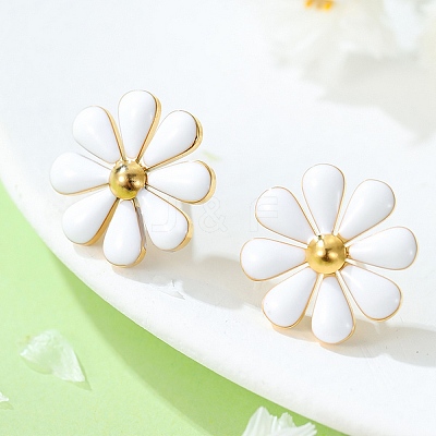 304 Stainless Steel Enamel Stud Earrings EJEW-S226-03G-03-1