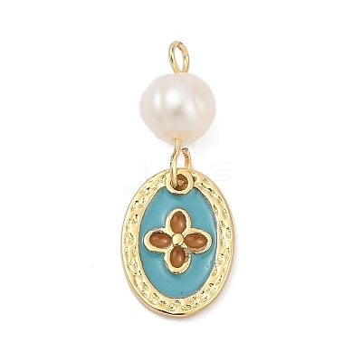 Natural Cultured Freshwater Pearl & Brass Pendants KK-U062-14G-01-1