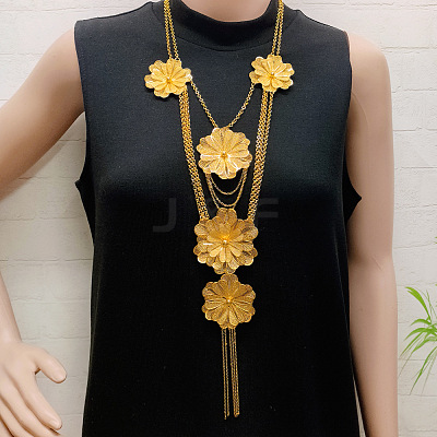 Multi-layer Alloy Pendant Necklaces & Stud Dangle Earrings Sets WGF664A-01-1