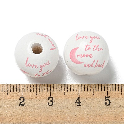 Printed Wood European Beads WOOD-G022-20H-1