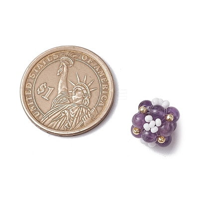 Natural Amethyst & Glass Seed Cluster Beads PALLOY-MZ00591-03-1