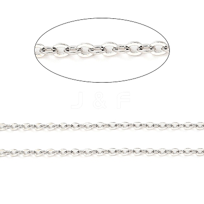 Anti-Tarnish Rhodium Plated 925 Sterling Silver Flat Cable Chains STER-F052-04P-1