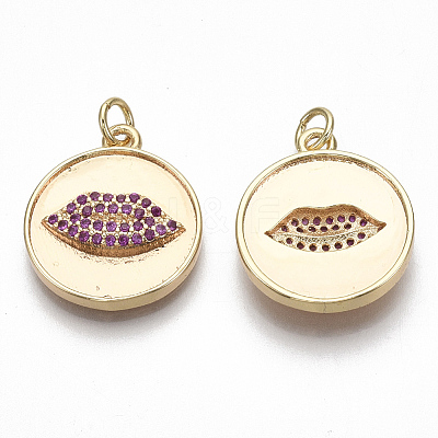 Brass Micro Pave Cubic Zirconia Pendants KK-S356-019G-NF-1