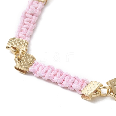Braided Waxed Polyester Rectangle Link Chain Bracelets BJEW-JB10000-02-1