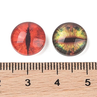 100 Pcs Half Round/Dome Dragon Eye Printed Glass Cabochons GLAA-GA0002-28-1