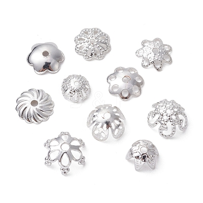 100Pcs 10 Styles Brass Bead Caps KK-CJ0002-07-1
