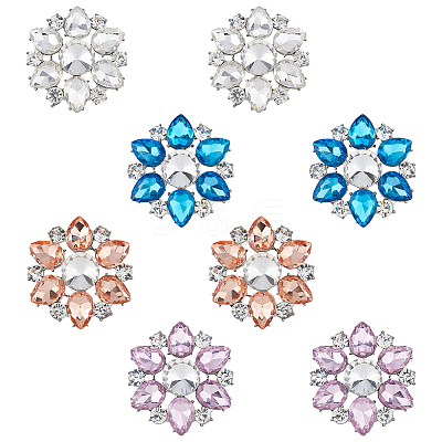 8Pcs 4 Colors Zinc Alloy Crystal Rhinestone Shoe Decorations FIND-HY0002-29-1