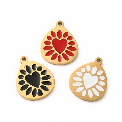 Ion Plating(IP) 304 Stainless Steel Enamel Pendants STAS-F291-04G-1