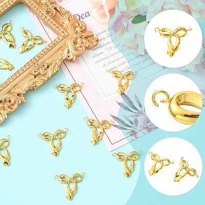 10Pcs 304 Stainless Steel Bowknot Connector Charms STAS-SC0010-53-1