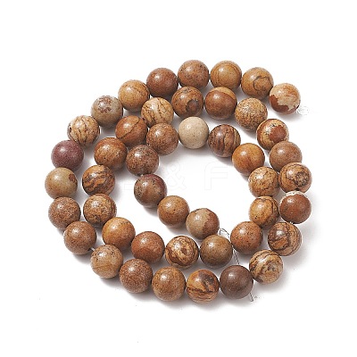 Natural Picture Jasper Round Bead Strands G-G-P070-55-8mm-1
