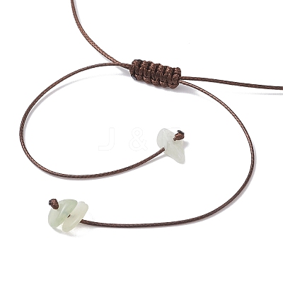 3Pcs 3 Styles Raw Rough Natural Green Fluorite & Rose Quartz & Quartz Crystal Nuggets Pendant with Handmade Lampwork Flower Adjustable Waxed Polyester Cord Necklaces for Women NJEW-TA00210-1