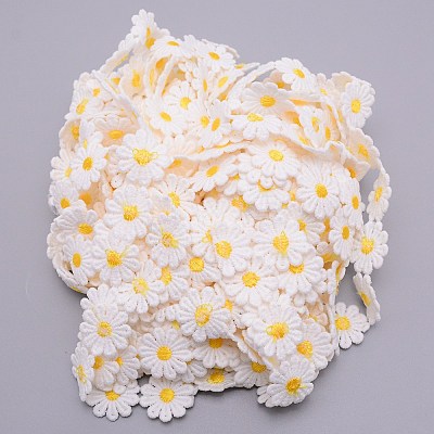 Daisy Sun Flower Decorating Polyester Lace Trims OCOR-WH0064-26B-1
