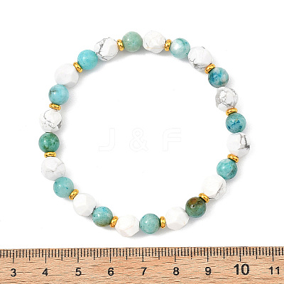 Natural Hemimorphite & Howlite Beads Stretch Bracelets for Women Men BJEW-JB13797-1