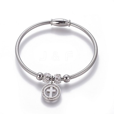 304 Stainless Steel Charms Bangles BJEW-P258-08P-1