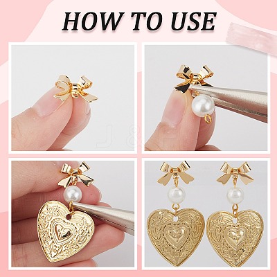 50Pcs 5 Colors Bowknot Brass Stud Earring Findings KK-SP0001-47-1