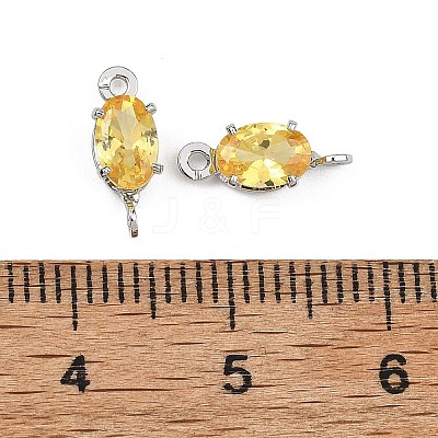 SHEGRACE Brass Pave Cubic Zirconia Oval Connector Charms XGRQ2O264-437C-P-1