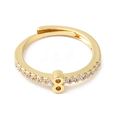 Rack Plating Brass Clear Cubic Zirconia Number 8 Adjustable Rings for Women RJEW-S407-09G-08-1