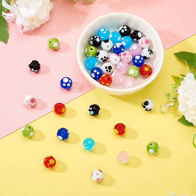 40Pcs 8 Colors Handmade Lampwork Beads LAMP-TA0001-54B-1