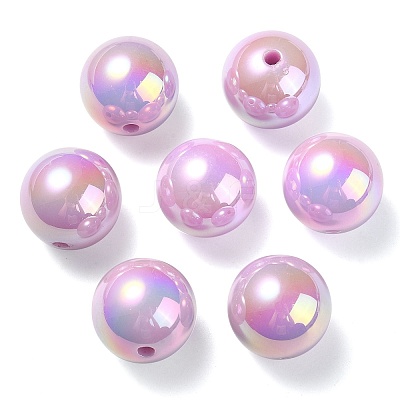 UV Plating Rainbow Iridescent Acrylic Beads PACR-E001-04E-1