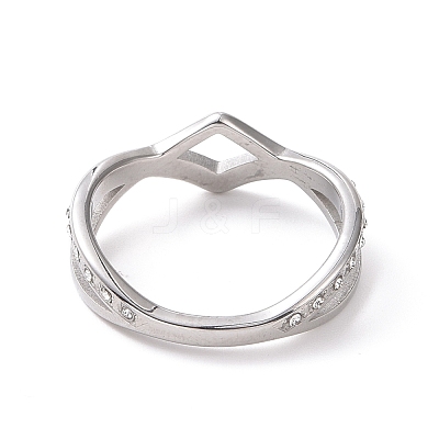 Crystal Rhinestone Wave Finger Ring RJEW-D120-15B-P-1
