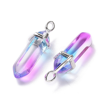 Faceted Bullet Glass Pointed Pendants KK-E282-01P-04-1