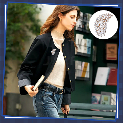 2Pcs Flower Alloy Rhinestone Brooch JEWB-FG0001-70C-1