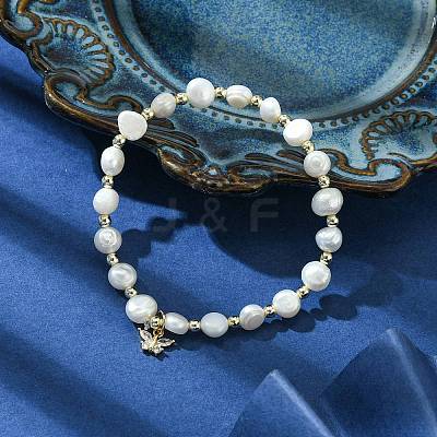 Natural Pearl Beaded Stretch Bracelets BJEW-JB10134-1