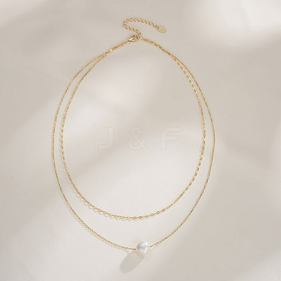 Round Natural Freshwater Pearl Pendant Necklaces NJEW-G153-03G-1