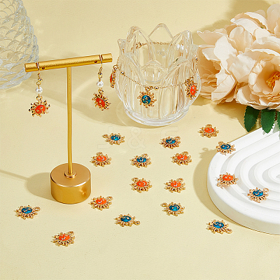 28Pcs 2 Colors Alloy Enamel Pendants ENAM-HY0001-29-1